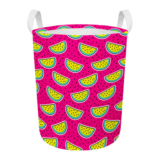 Purple Fancy Watermelon Pattern Print Round Laundry Basket