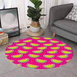 Purple Fancy Watermelon Pattern Print Round Rug