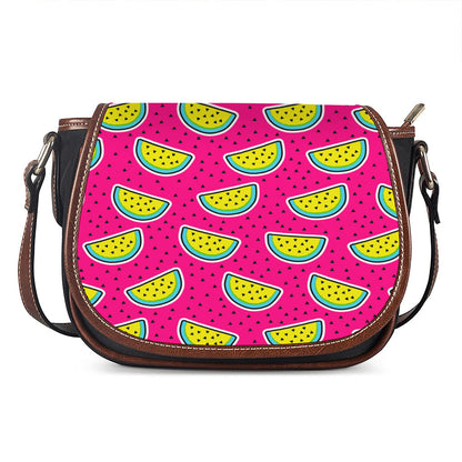 Purple Fancy Watermelon Pattern Print Saddle Bag