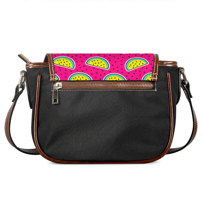 Purple Fancy Watermelon Pattern Print Saddle Bag