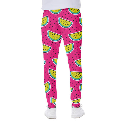 Purple Fancy Watermelon Pattern Print Scuba Joggers