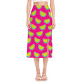 Purple Fancy Watermelon Pattern Print Side Slit Midi Skirt