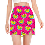 Purple Fancy Watermelon Pattern Print Side Slit Mini Skirt