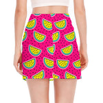 Purple Fancy Watermelon Pattern Print Side Slit Mini Skirt