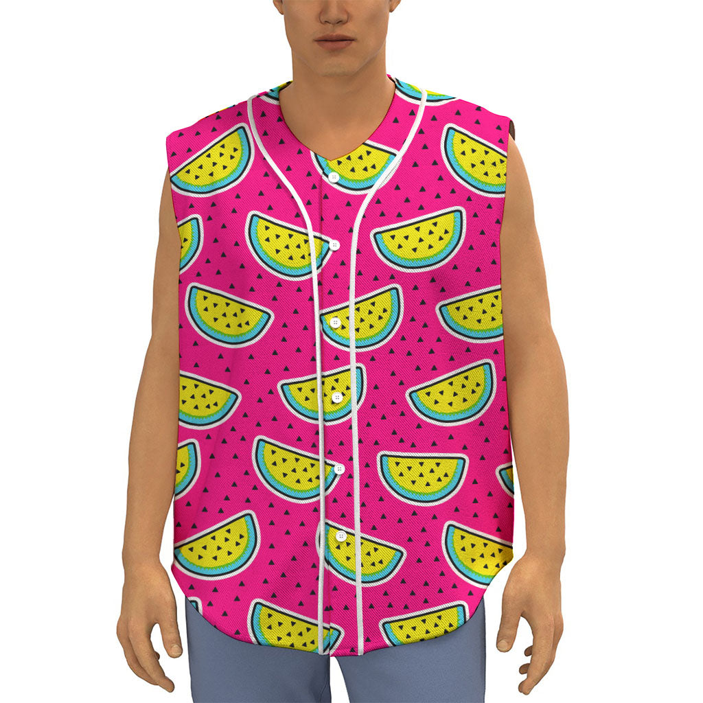 Purple Fancy Watermelon Pattern Print Sleeveless Baseball Jersey