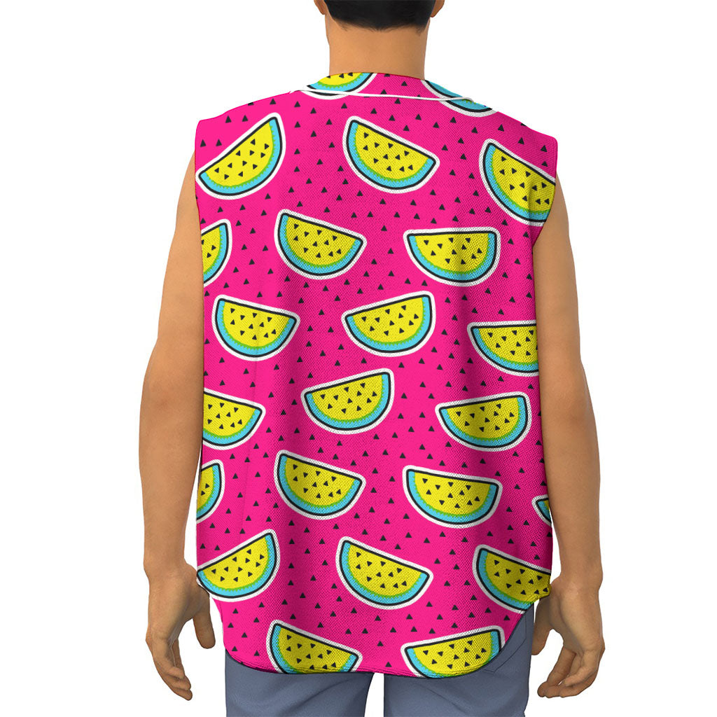 Purple Fancy Watermelon Pattern Print Sleeveless Baseball Jersey