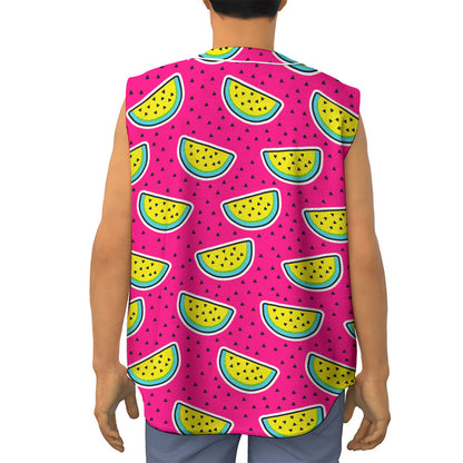 Purple Fancy Watermelon Pattern Print Sleeveless Baseball Jersey