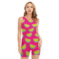 Purple Fancy Watermelon Pattern Print Sleeveless One Piece Swimsuit