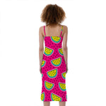 Purple Fancy Watermelon Pattern Print Slim Fit Midi Cami Dress