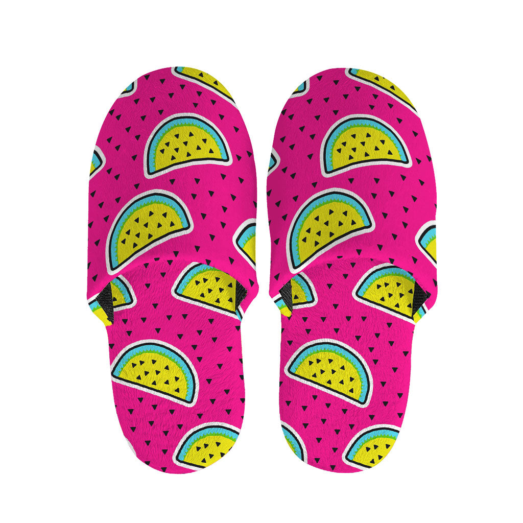 Purple Fancy Watermelon Pattern Print Slippers