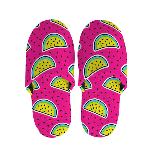 Purple Fancy Watermelon Pattern Print Slippers