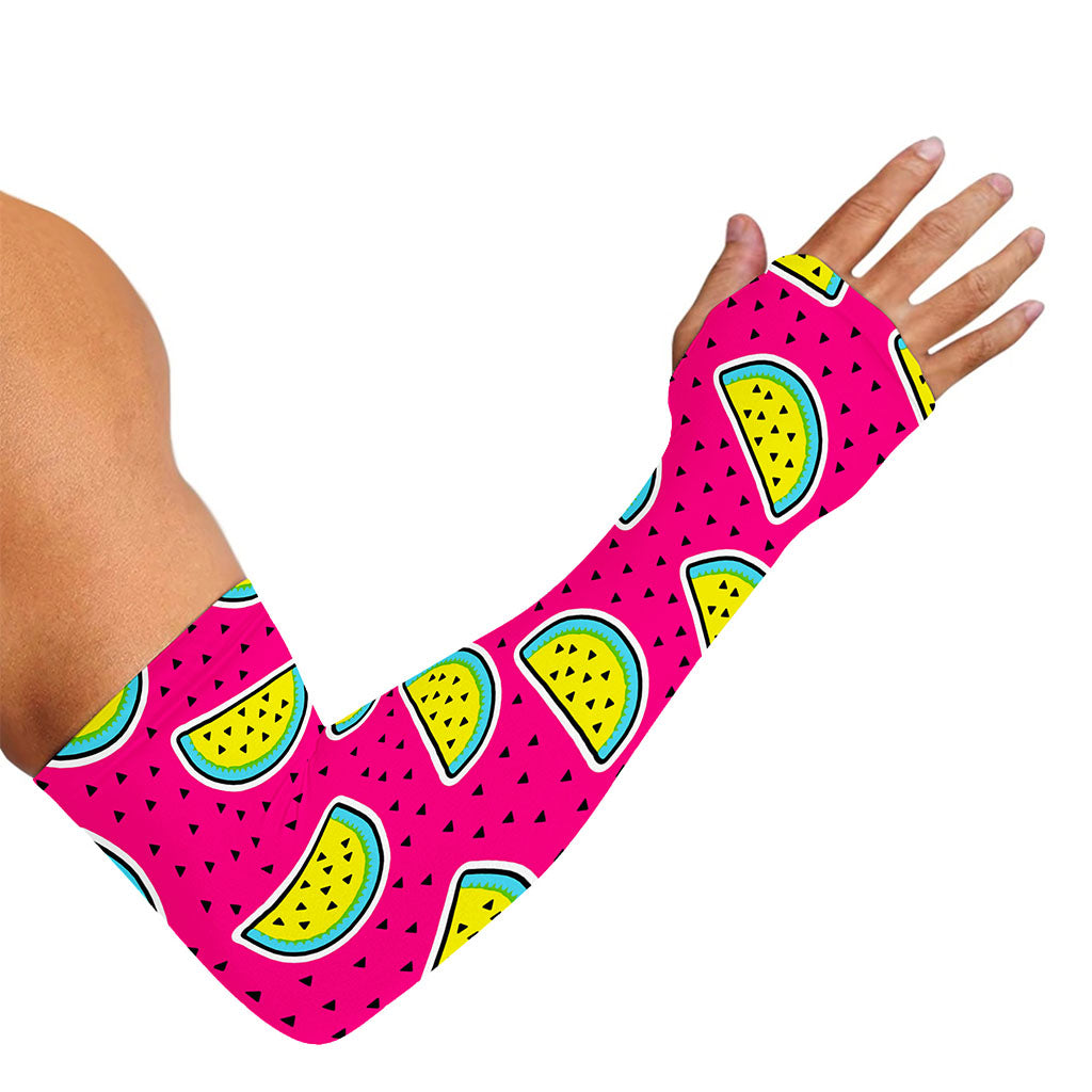Purple Fancy Watermelon Pattern Print Sun Protection Arm Sleeves