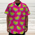 Purple Fancy Watermelon Pattern Print Textured Short Sleeve Shirt