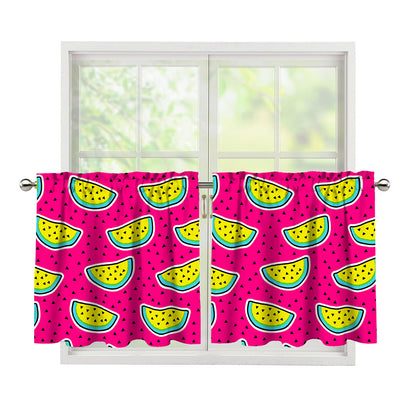 Purple Fancy Watermelon Pattern Print Tier Curtains