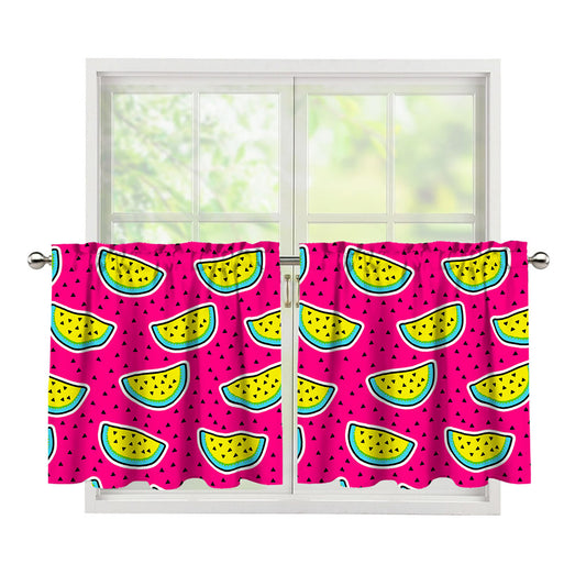 Purple Fancy Watermelon Pattern Print Tier Curtains