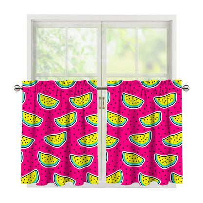 Purple Fancy Watermelon Pattern Print Tier Curtains