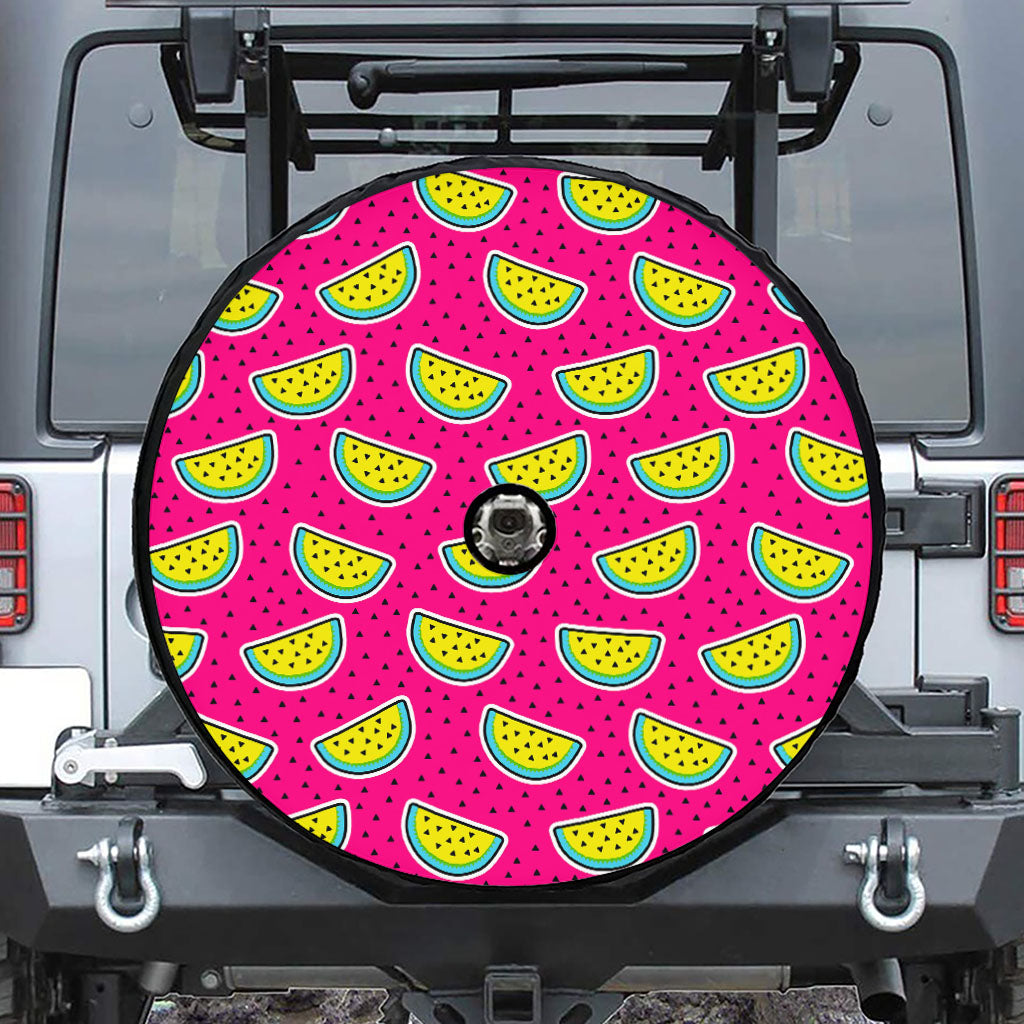 Purple Fancy Watermelon Pattern Print Tire Cover With Camera Hole