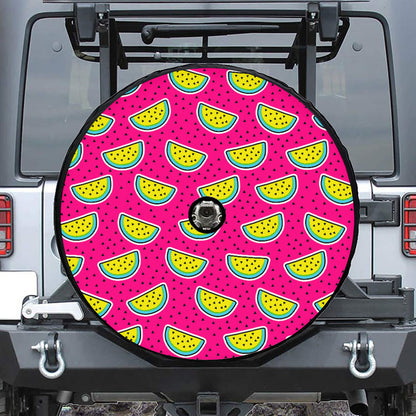 Purple Fancy Watermelon Pattern Print Tire Cover With Camera Hole