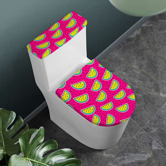 Purple Fancy Watermelon Pattern Print Toilet Lid And Tank Cover Set