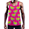 Purple Fancy Watermelon Pattern Print Men's Workout Tank Top