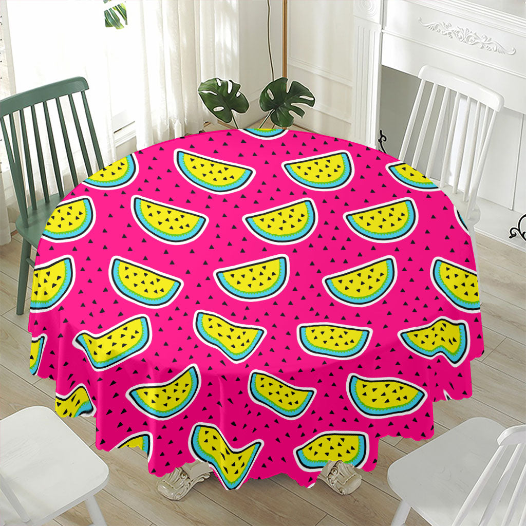 Purple Fancy Watermelon Pattern Print Waterproof Round Tablecloth
