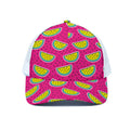 Purple Fancy Watermelon Pattern Print White Mesh Trucker Hat