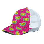 Purple Fancy Watermelon Pattern Print White Mesh Trucker Cap