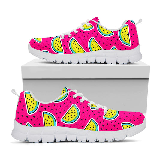 Purple Fancy Watermelon Pattern Print White Running Shoes