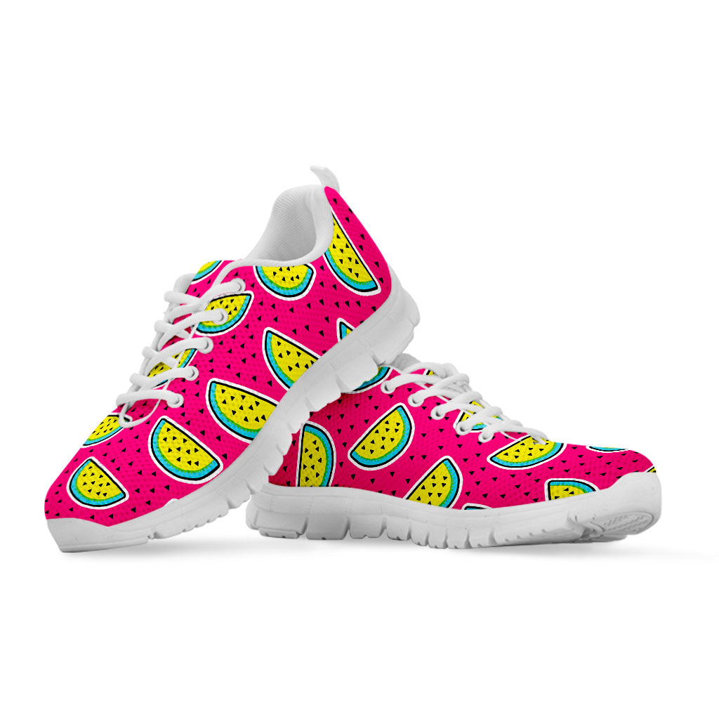Purple Fancy Watermelon Pattern Print White Running Shoes