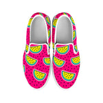 Purple Fancy Watermelon Pattern Print White Slip On Sneakers