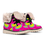 Purple Fancy Watermelon Pattern Print Winter Boots