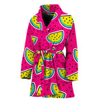 Purple Fancy Watermelon Pattern Print Women's Bathrobe