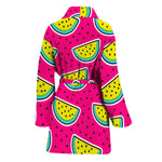 Purple Fancy Watermelon Pattern Print Women's Bathrobe