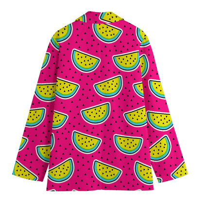 Purple Fancy Watermelon Pattern Print Women's Blazer