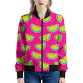 Purple Fancy Watermelon Pattern Print Women's Bomber Jacket