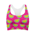 Purple Fancy Watermelon Pattern Print Women's Sports Bra