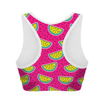 Purple Fancy Watermelon Pattern Print Women's Sports Bra