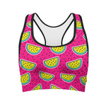 Purple Fancy Watermelon Pattern Print Women's Sports Bra