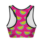 Purple Fancy Watermelon Pattern Print Women's Sports Bra