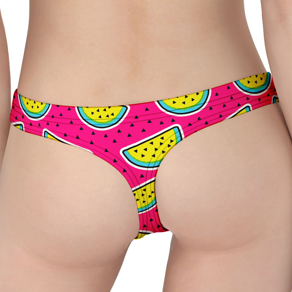 Purple Fancy Watermelon Pattern Print Women's Thong