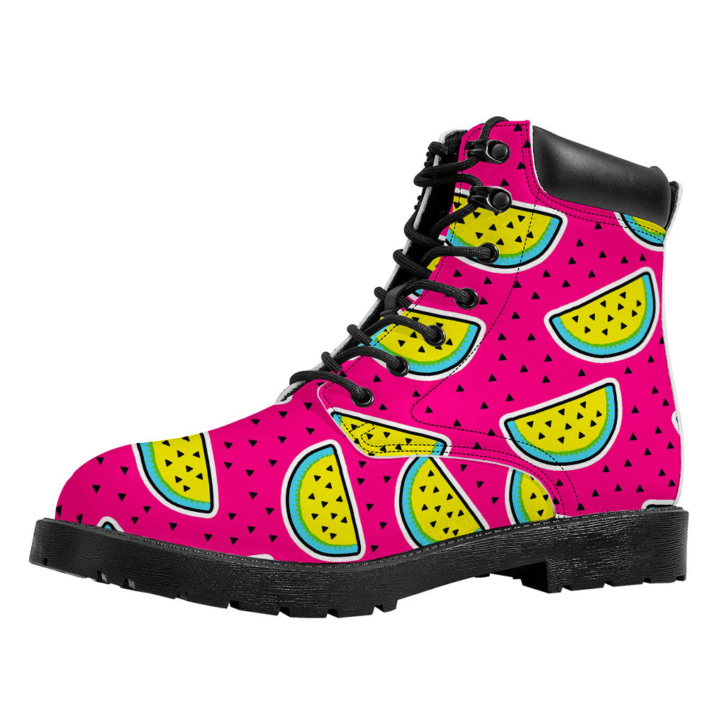 Purple Fancy Watermelon Pattern Print Work Boots