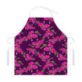 Purple Floral Flower Pattern Print Adjustable Apron