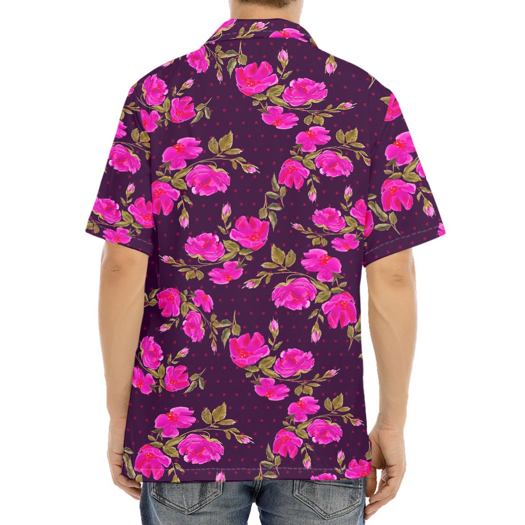 Purple Floral Flower Pattern Print Aloha Shirt