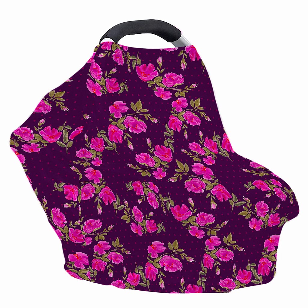Purple Floral Flower Pattern Print Baby Seat Cover