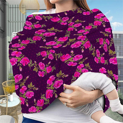 Purple Floral Flower Pattern Print Baby Seat Cover