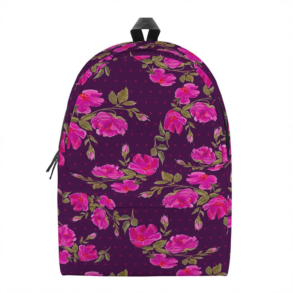 Purple Floral Flower Pattern Print Backpack