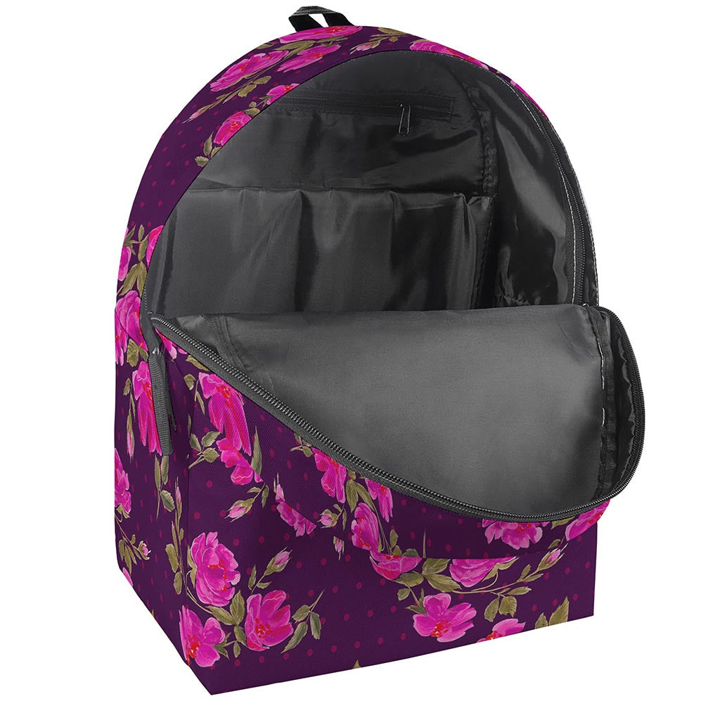 Purple Floral Flower Pattern Print Backpack