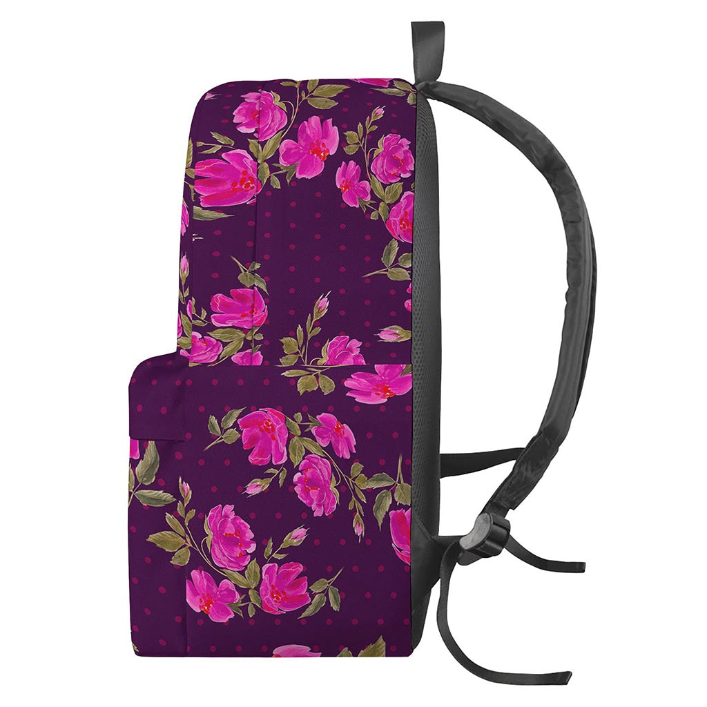 Purple Floral Flower Pattern Print Backpack