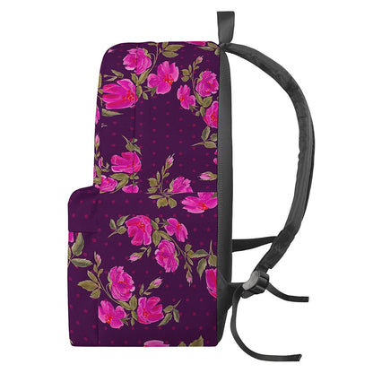 Purple Floral Flower Pattern Print Backpack