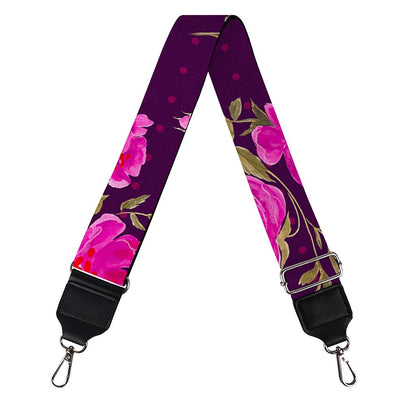 Purple Floral Flower Pattern Print Bag Strap